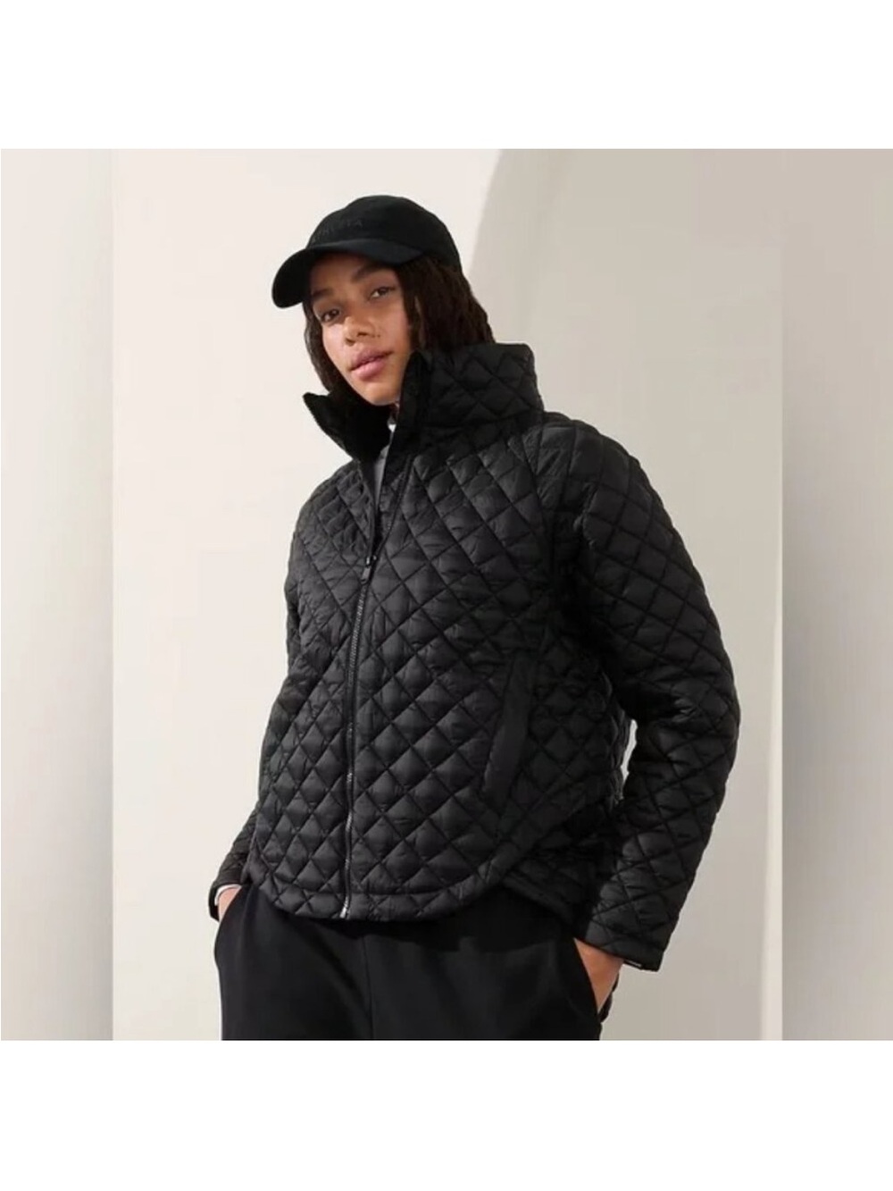 Athleta Quilted High-Collar Puffer Jacket - Black